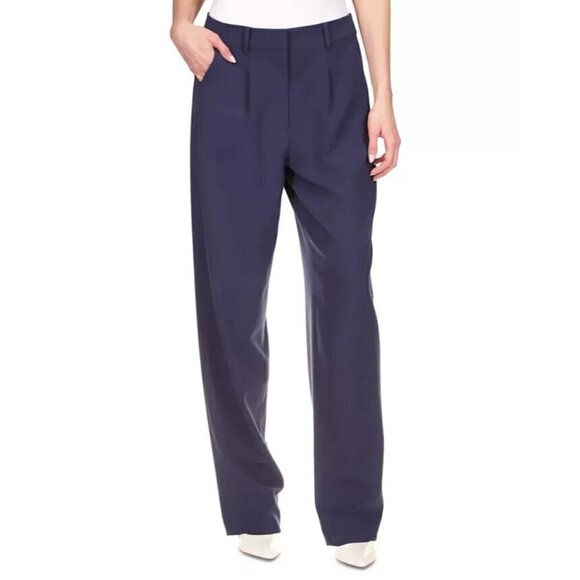 Michael Kors Single-Pleat Career Pants Midnight Blue - Picture 1 of 3
